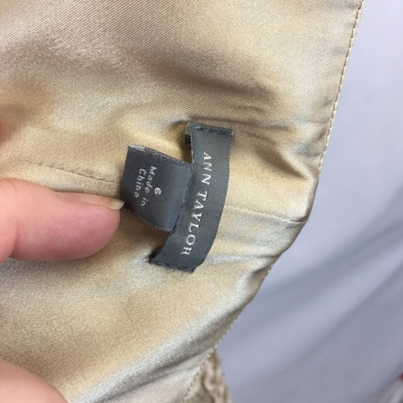 Ann Taylor Gold Lace Sweetheart Neckline Dress 6 - Picture 5 of 8